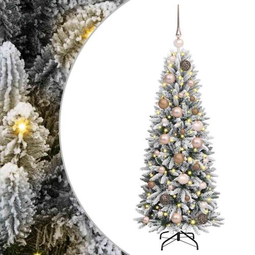С изкуствено коледно дърво с 150 LED светодиода Бяло 120 cm