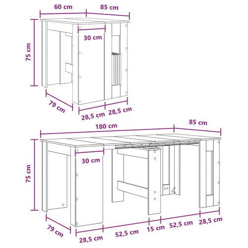 Маса за хранене 180 x 85 x 75 см Инженерна дървесина Сив Сонома
