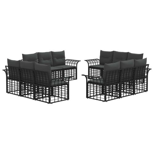 Комплект дивани за открито 12 pcs Черно и тъмно сиво Полиестер