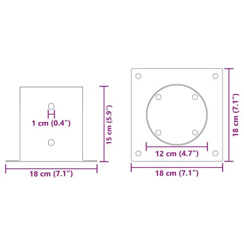 Кръгъл наземен анкер 4 pcs Сребристо 18 x 18 x 15 см Метал