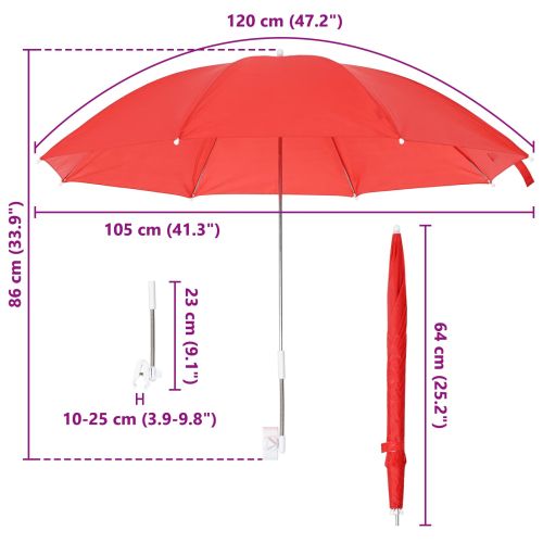 Чадър с клипс 2 pcs Червен тухлен, Червен тухлен Ø 105 x 86 см