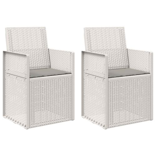 Градински Dining Столове 2 pcs Бяло и светлосиво ПП