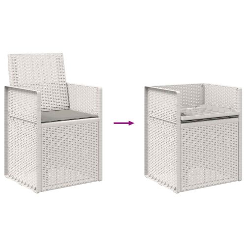 Градински Dining Столове 2 pcs Бяло и светлосиво ПП
