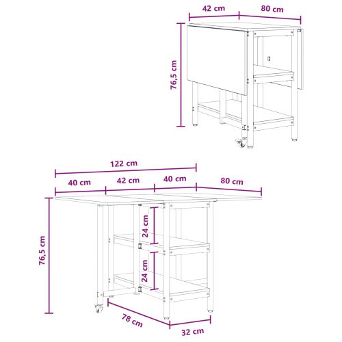 Маса за хранене 122 x 80 x 76,5 см Инженерна дървесина