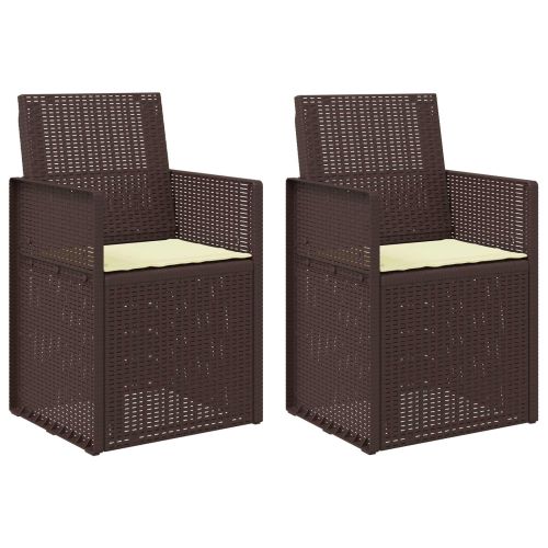 Градински Dining Столове 2 pcs Кафяво и кремаво ПП