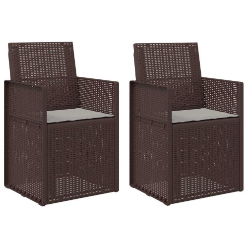 Градински Dining Столове 2 pcs Кафяво и светлосиво ПП