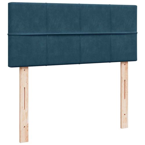 Османска легло с матрак и LED, тъмносиньо, 120x190 см, кадифе