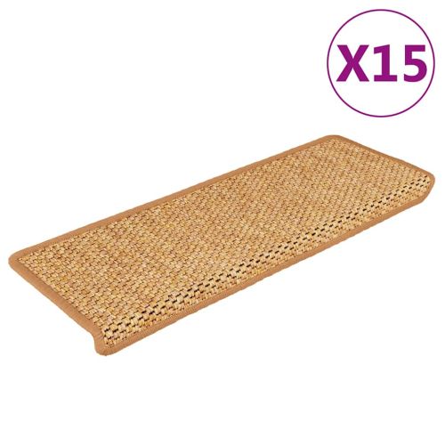 Самозалепващи стелки за стълби сизал 15 бр 65x21x4 см сизал