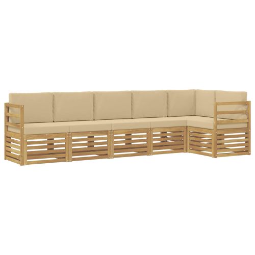 Комплект дивани за открито 6 pcs Бяло и Бежово