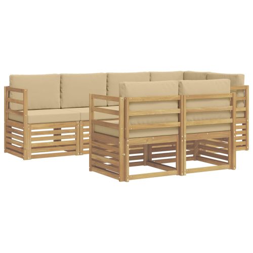 Комплект дивани за открито 7 pcs Бяло и Бежово