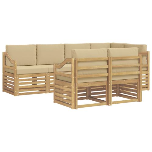 Комплект дивани за открито 7 pcs Бяло и Бежово