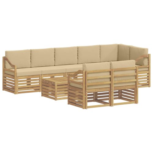 Комплект дивани за открито 9 pcs Бяло и Бежово 59 x 59 x 37 см
