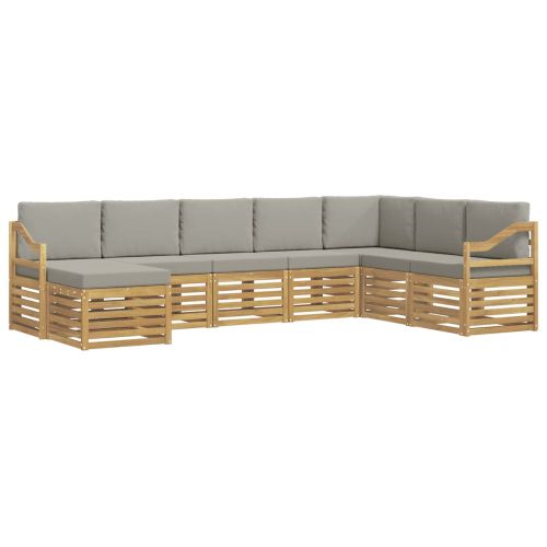 Комплект дивани за открито 8 pcs Бяло и светлосиво