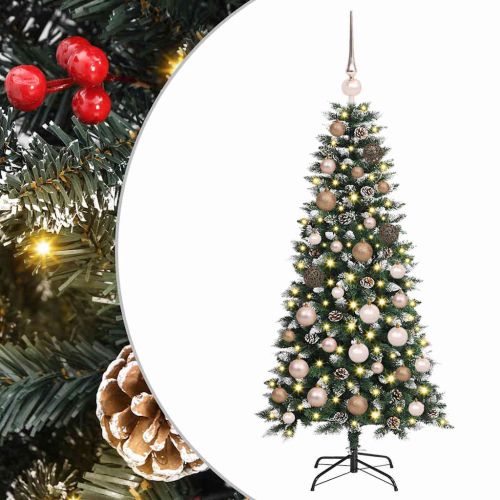 С изкуствено коледно дърво с 150 LED светодиода Зелен 120 cm