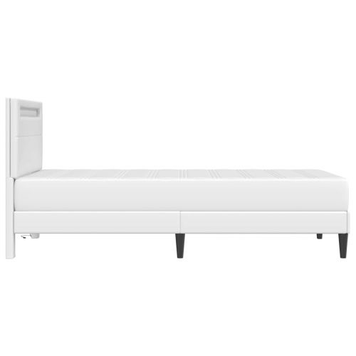 Рамка за легло с LED ленти Бяло 90 x 190 cm Изкуствена