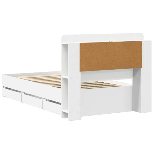 Леглово рамо с хранилище Бяло 100 x 200 cm Инженерна дървесина