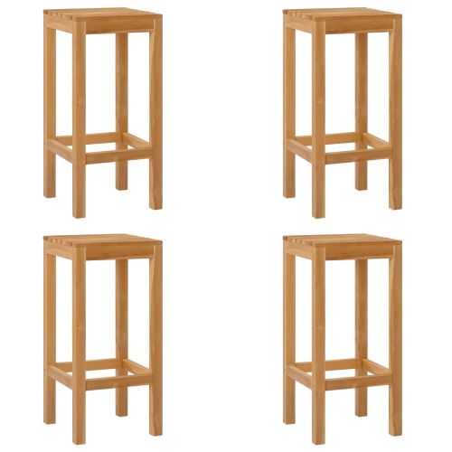 Бар стол 4 pcs Натурално 35 x 35 x 75 см Солидно тиково дърво