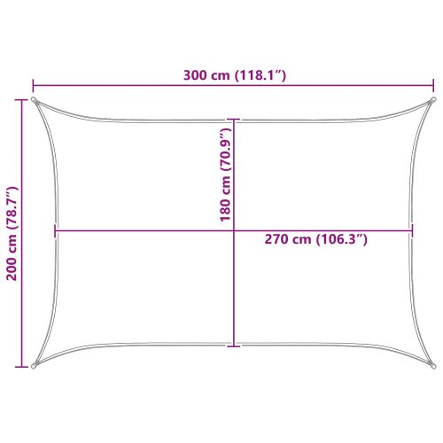 Слънцезащитен плат 2 x 3 m HDPE Правоъгълна Синьо и бяло