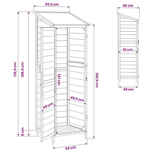 Градина постройка Натурално 59,5 x 56 x 176,5 см