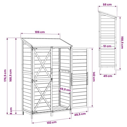 Градина постройка Натурално 106 x 56 x 176,5 см