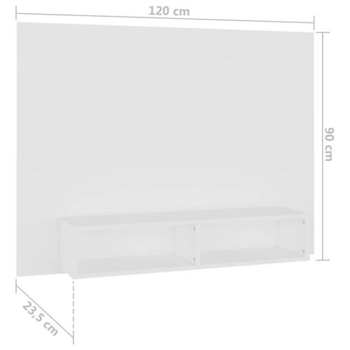 Стенен ТВ шкаф, бял, 120x23,5x90 см, инженерно дърво