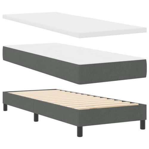 Легло с пружинирана основа Тъмен сив 80 x 200 cm текстил