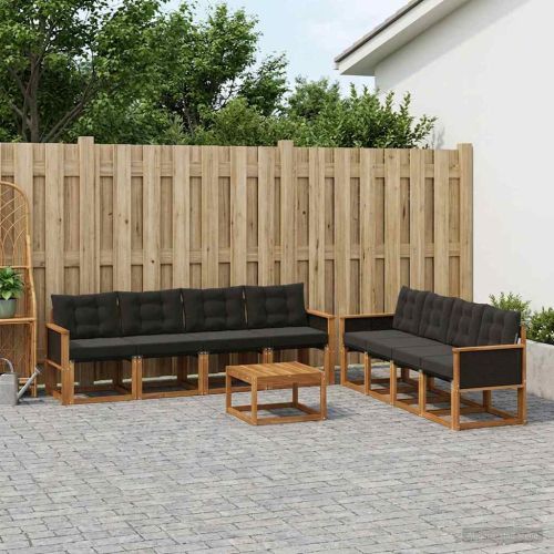 Комплект дивани за открито 9 бр. Естествено и черно