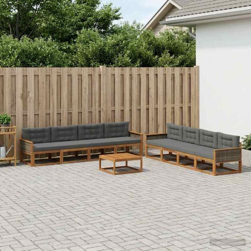 Комплект дивани за открито 9 pcs Натурален и Антрацит