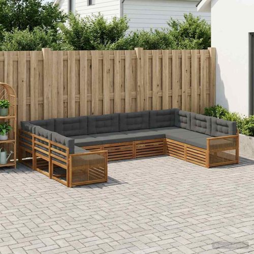 Комплект дивани за открито 9 pcs Натурален и Антрацит