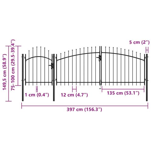 Градинска порта Woerden стомана 1x4 м черна