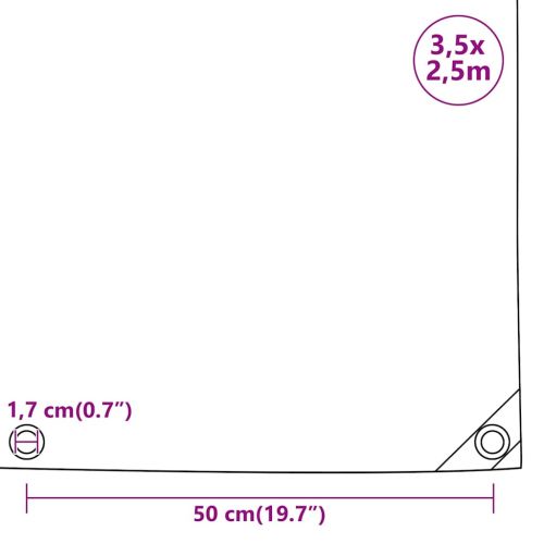 Брезент, 650 г/м², 3,5x2,5 м, черен