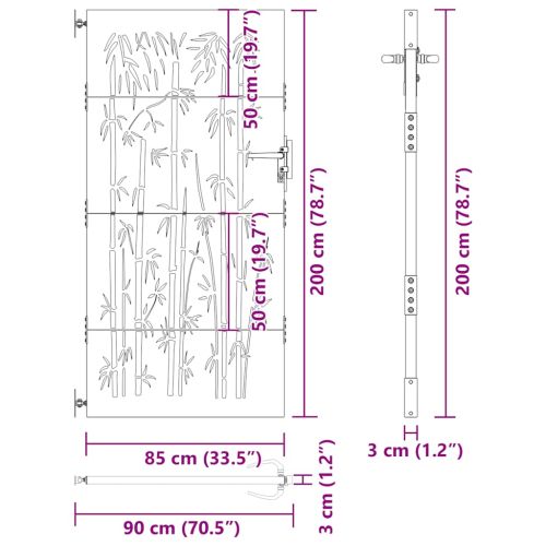 Градинска врата 85 x 200 cm Прахово покритие стомана С ключалка