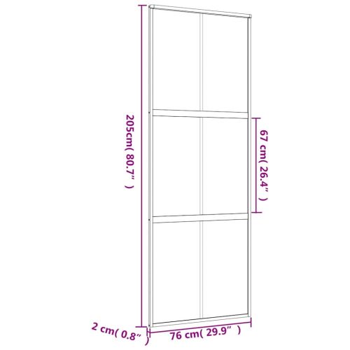 Плъзгаща се врата 76x205 см матирано ESG стъкло и алуминий