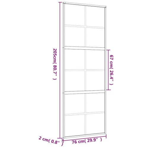Плъзгаща се врата 76x205 см матирано ESG стъкло и алуминий