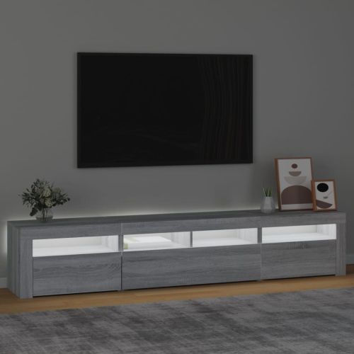 ТВ шкаф с LED осветление, сив сонома, 210x35x40 см