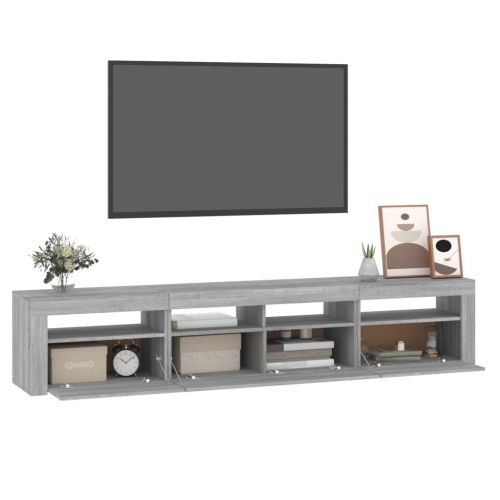 ТВ шкаф с LED осветление, сив сонома, 210x35x40 см