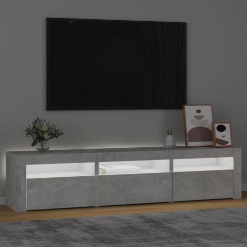 ТВ шкаф с LED осветление, бетонно сив, 180x35x40 см