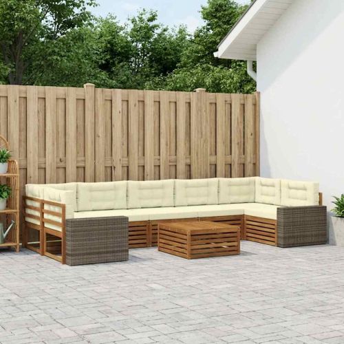 Комплект дивани за открито 8 pcs Натурален и Крема