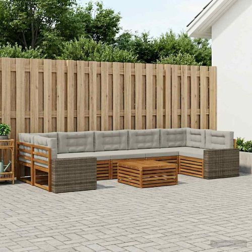 Комплект дивани за открито 8 pcs Натурално и светлосиво