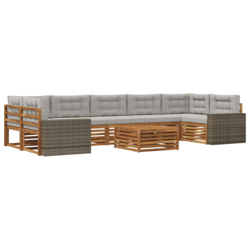 Комплект дивани за открито 8 pcs Натурално и светлосиво