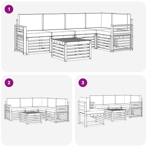 Комплект дивани за открито 6 pcs Бяло и Бежово 59 x 59 x 37 см