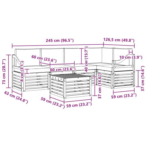 Комплект дивани за открито 6 pcs Бяло и светлосиво