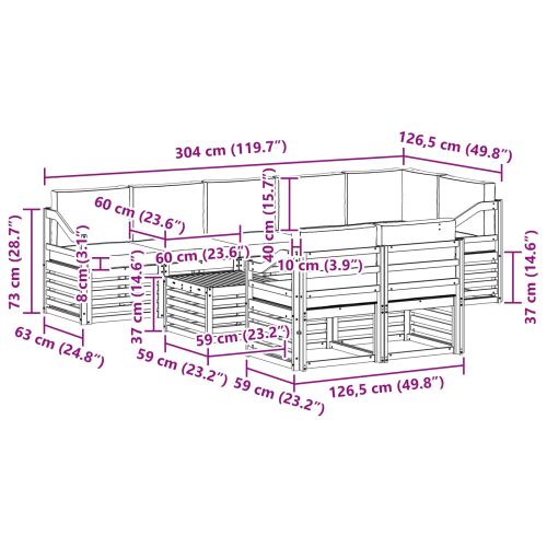 Комплект дивани за открито 9 pcs Бяло и светлосиво