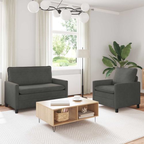 Комплект дивани 2 pcs Тъмносиво Текстил