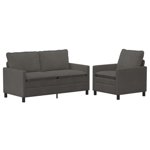 Комплект дивани 2 pcs Тъмносиво Текстил