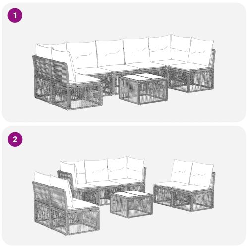 Градински Софа Комплект 8 pcs Бежово полиратан