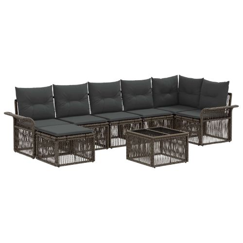 Градински Софа Комплект 8 pcs Сиво полиратан
