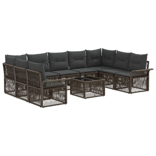 Градински Софа Комплект 10 pcs Сиво полиратан