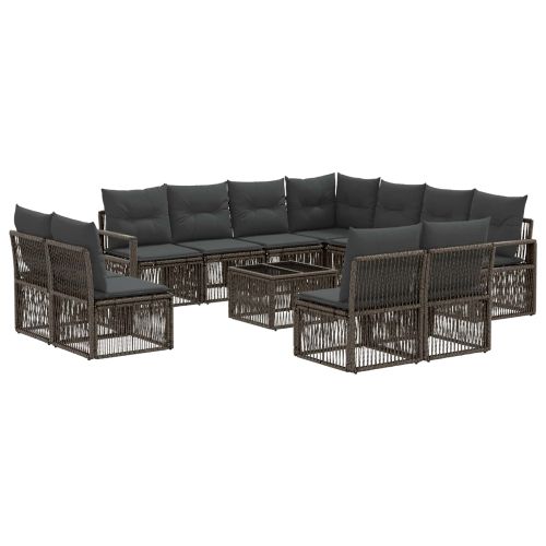 Градински Софа Комплект 12 pcs Сиво полиратан