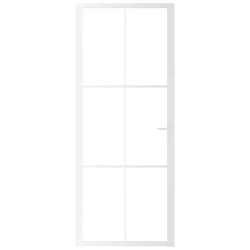 Интериорна врата 83x201,5 см бяла ESG стъкло и алуминий